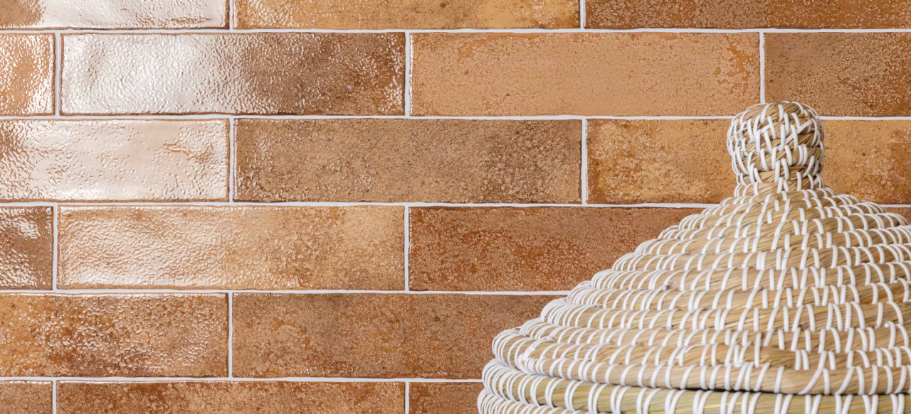 Faianta portelanata tip beton, Oken Ochre 7.5x30, caramiziu, finisaj lucios [3]