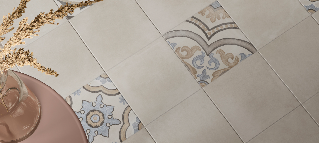 Gresie/Faianta portelanata texturata, Adobe Ivory 20x20, bej, finisaj mat [2]