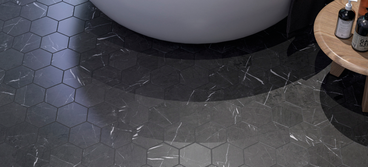 Gresie/Faianta portelanata tip marmura, Marquina Brilo 15x17, gri, finisaj lucios [3]