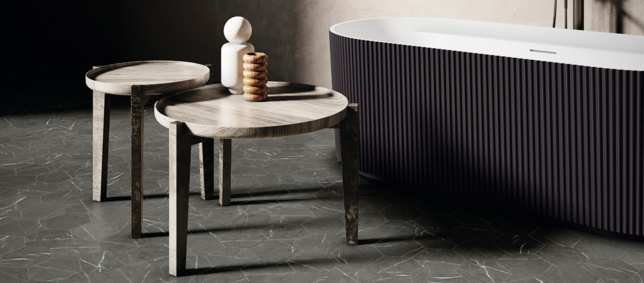 Gresie/Faianta portelanata tip marmura, Marquina Mate 15x17, gri, finisaj mat [3]