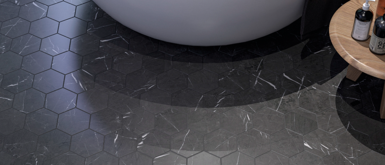 Gresie/Faianta portelanata tip marmura, Marquina Mate 15x17, gri, finisaj mat [2]