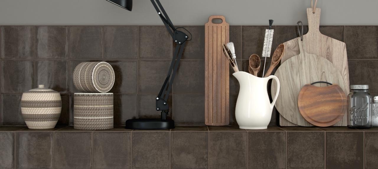 Gresie/Faianta portelanata tip piatra, Alchimia Anthracite 15x15, negru, finisaj lucios [2]