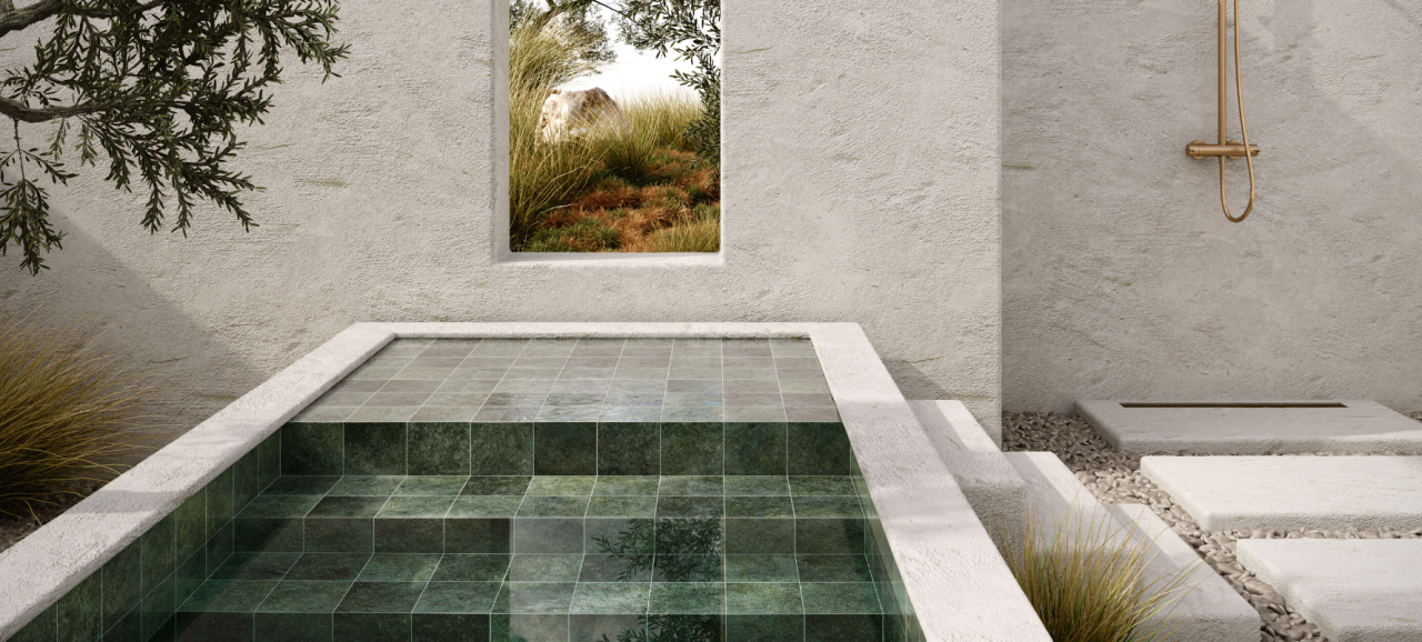 Gresie/Faianta portelanata tip piatra, Bali Aquamarine 15x15, verde, finisaj lucios [2]