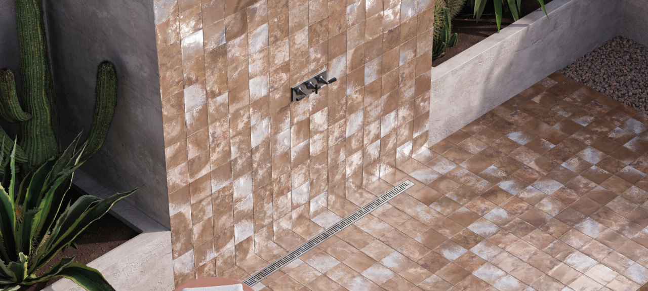 Gresie/Faianta portelanata tip piatra, Beach Terra 15x15, maro, finisaj lucios [3]