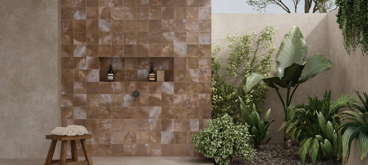 Gresie/Faianta portelanata tip piatra, Beach Terra 15x15, maro, finisaj lucios [2]