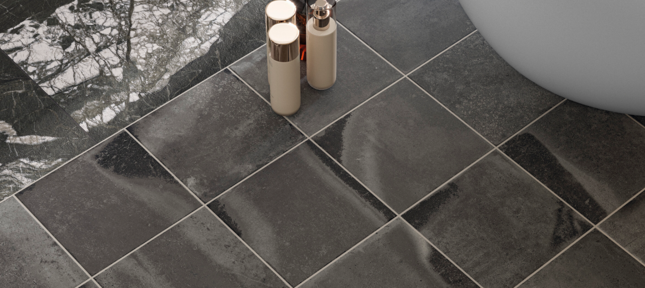 Gresie/Faianta portelanata tip piatra, Beck Graphite 20x20, gri, finisaj mat [2]