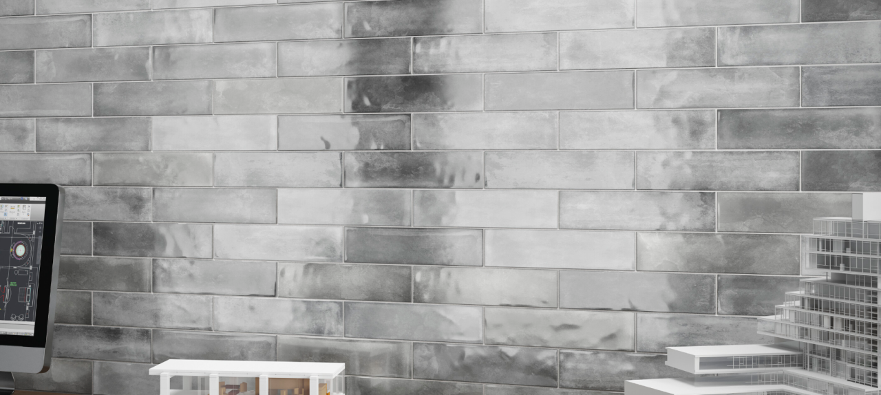 Faianta portelanata tip piatra, Cambre Grey Brillo 7.5x30, gri, finisaj lucios [2]