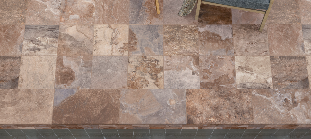 Gresie/Faianta portelanata tip piatra, Sinai Terra Mat Antislip 15x15, maro, finisaj mat [2]