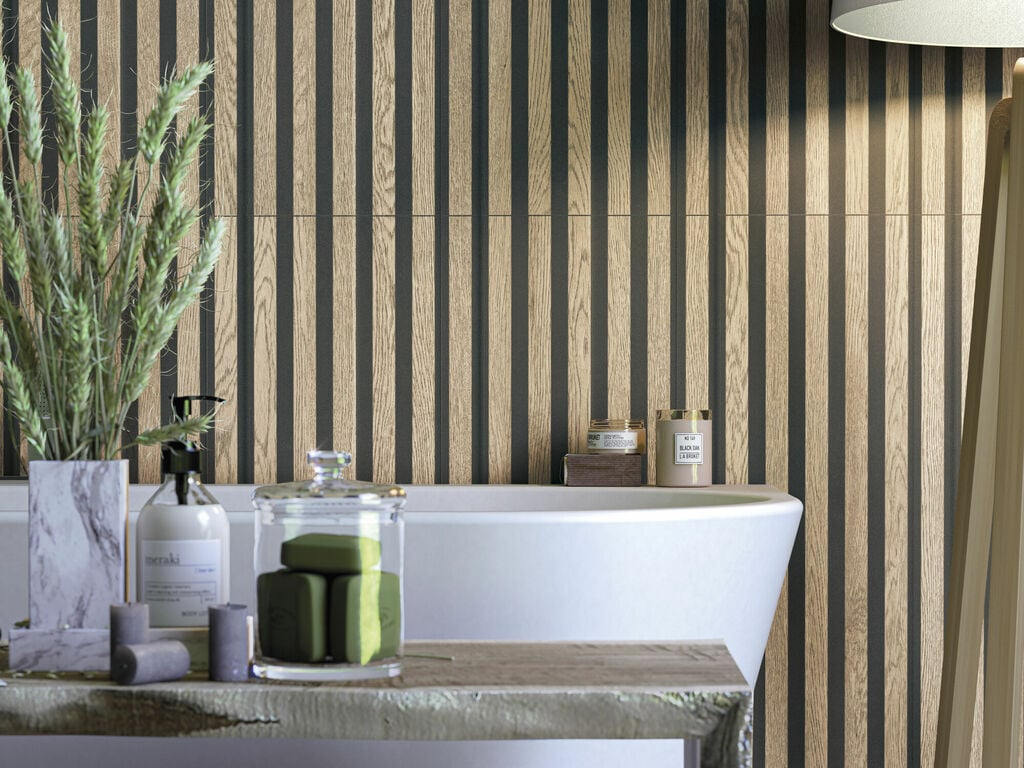 Faianta portelanata tip riflaj, Kie Amber Mate, 30x90 cm, bej, finisaj mat [2]