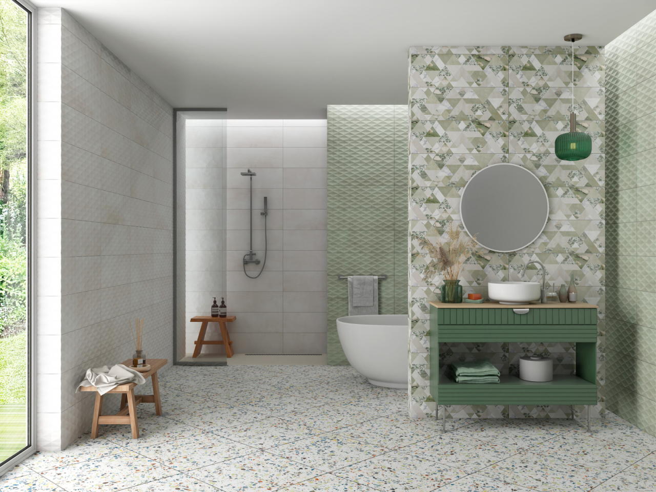 Faianta rectificata tip ciment Cemento Perla Diamond White 3395, 24.40X74.40, alb, 1.10mp/cut [7]