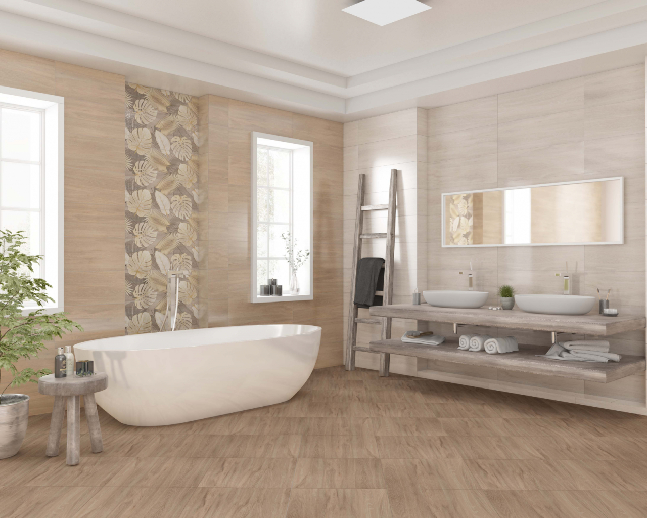 Faianta rectificata tip lemn Legno Beige 6328, 24.40X74.40, bej, finisaj lucios [6]