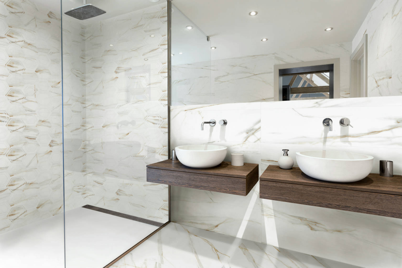 Faianta rectificata tip marmura, Ardenza Hexa Mat 30x90, alb, finisaj mat [4]