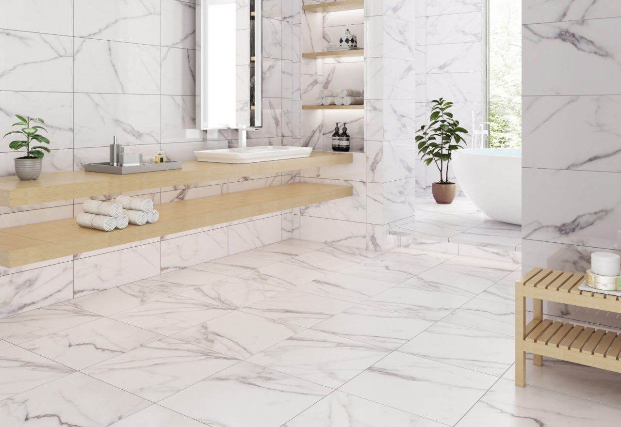 Faianta rectificata tip marmura, Altissimo White 4943, 30X60cm, alb [7]