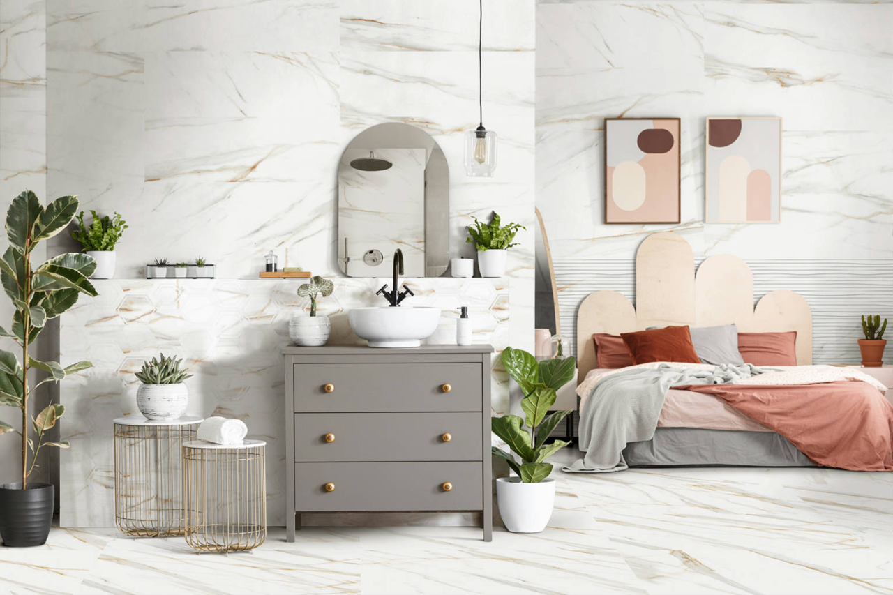 Faianta rectificata tip marmura, Ardenza Mat 30x90 cm, alb, finisaj mat [6]