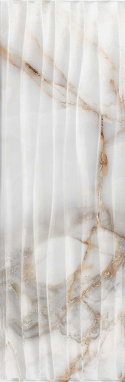 Faianta rectificata tip marmura, Goldie Onda White 4992, 24.4x74.4 cm, alb, finisaj lucios [6]