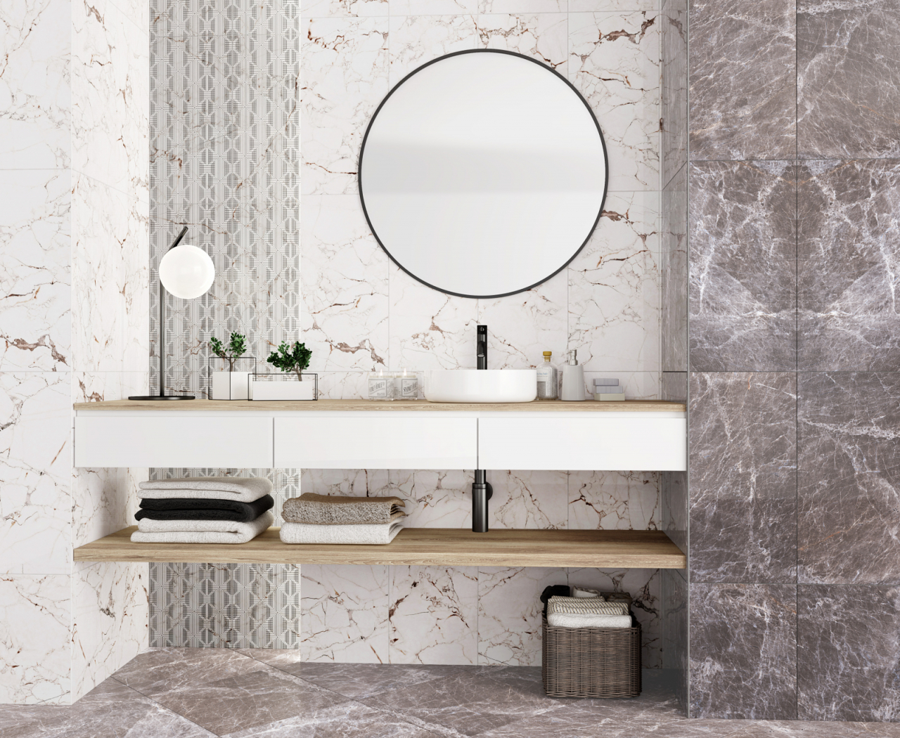 Faianta rectificata tip marmura, Marquina Vine White 4880, 30X60cm, alb [6]