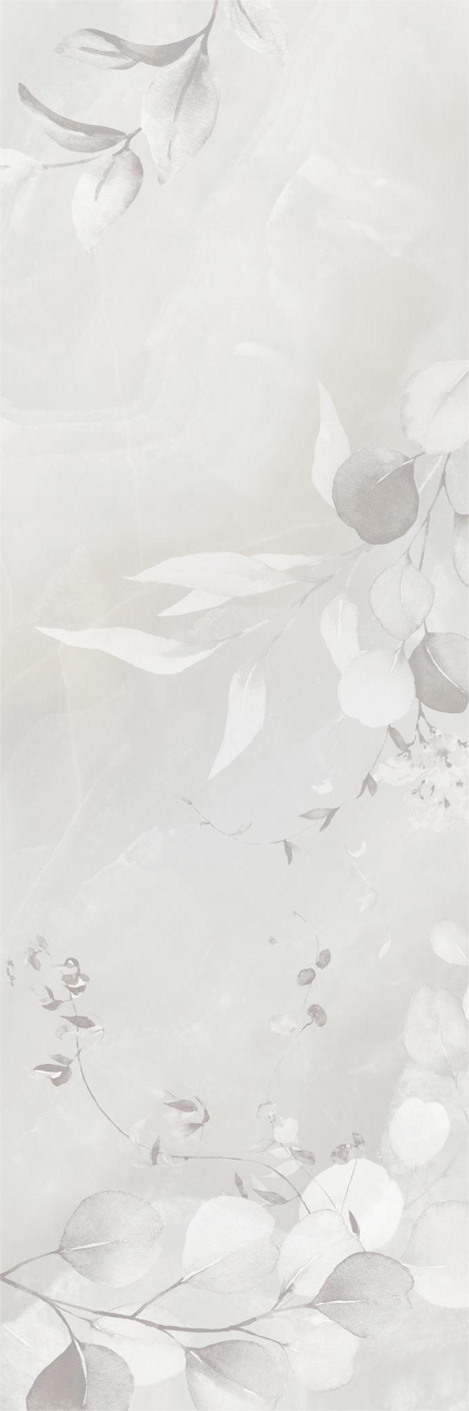 Faianta rectificata tip marmura, Quartz Gris Decor Floral 30x90 cm, gri, finisaj mat [2]
