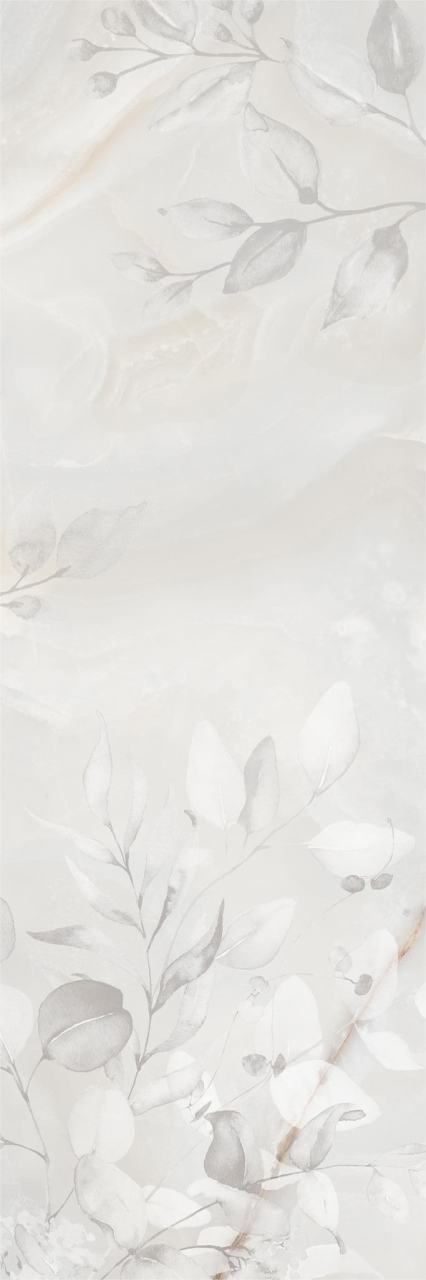 Faianta rectificata tip marmura, Quartz Gris Decor Floral 30x90 cm, gri, finisaj mat [3]