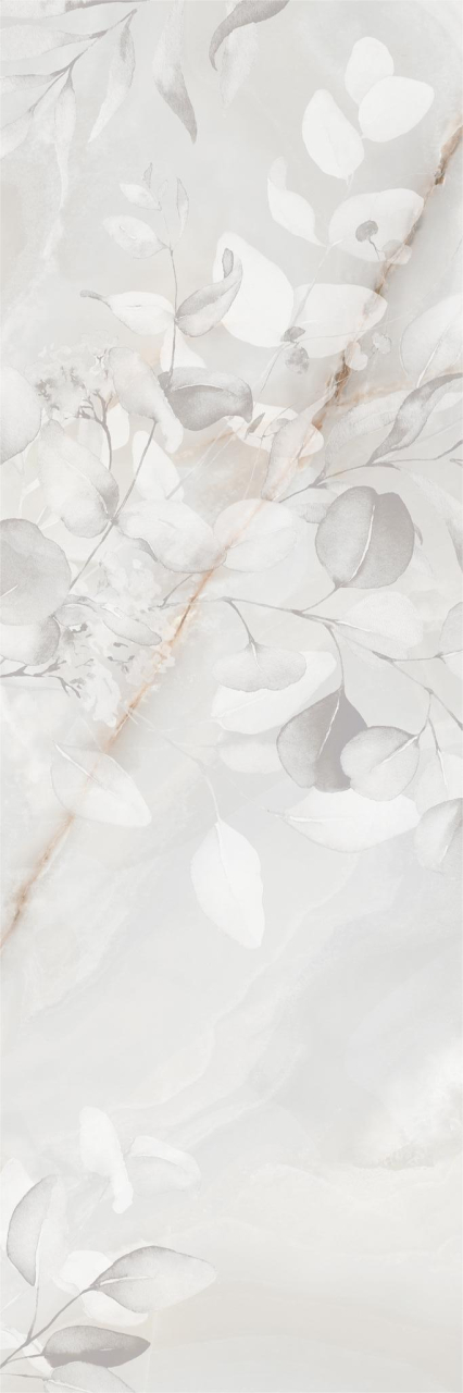 Faianta rectificata tip marmura, Quartz Gris Decor Floral 30x90 cm, gri, finisaj mat [4]