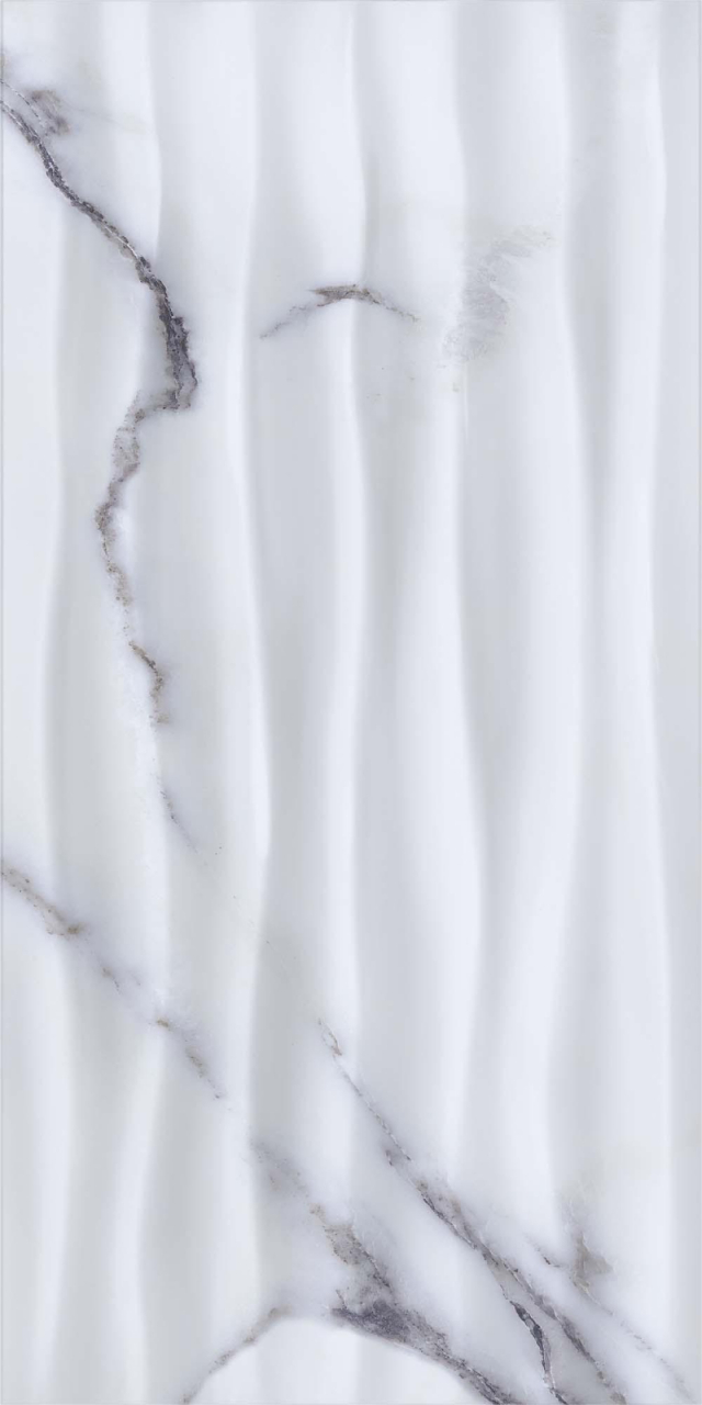 Faianta rectificata tip marmura, Statuario Waves White 4940, 30X60cm, alb, albastru [3]