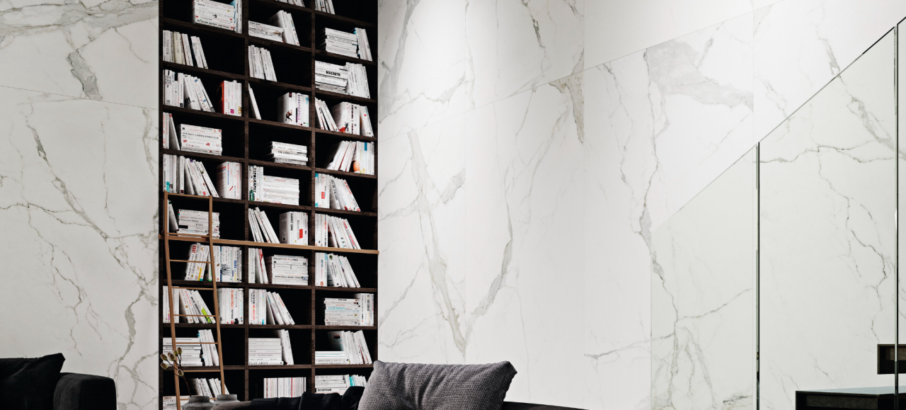 Gresie rectificata tip marmura, Statuario Lucios 120X120cm, alb, finisaj lucios [2]