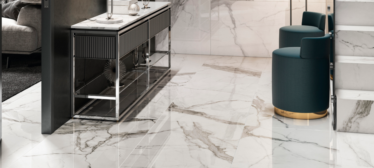 Gresie rectificata tip marmura, Statuario Mat, 120X120cm, alb, finisaj mat [3]