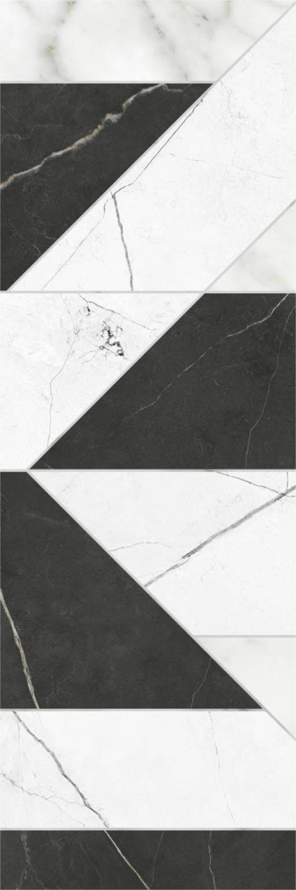 Faianta rectificata tip marmura, Vernazza Regio 30x90 cm, alb-negru, finisaj mat [2]