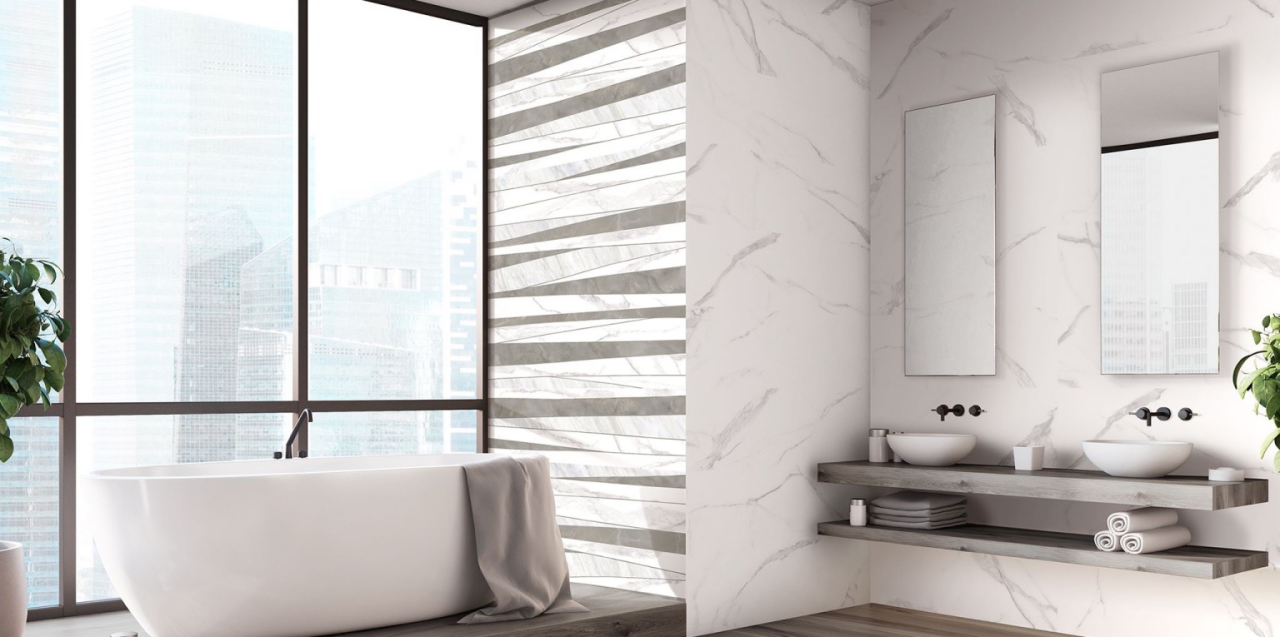 Faianta rectificata tip marmura, Tebas Gris 30x90 cm, alb, finisaj mat [5]