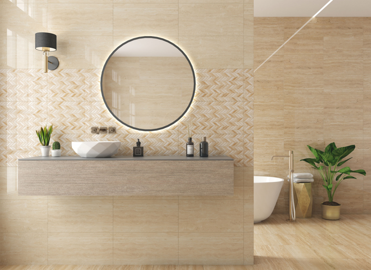 Faianta rectificata tip Travertin, Trevi Beige 4947, 30X60cm, bej [6]