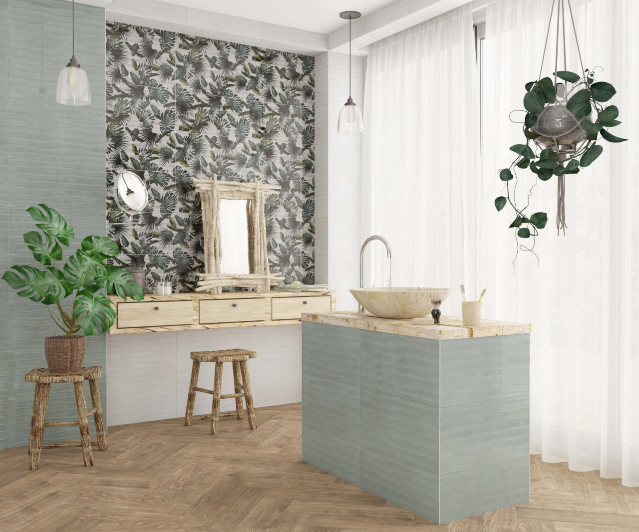 Faianta tip ciment Nature Green 4874, 30x60 cm, verde [8]