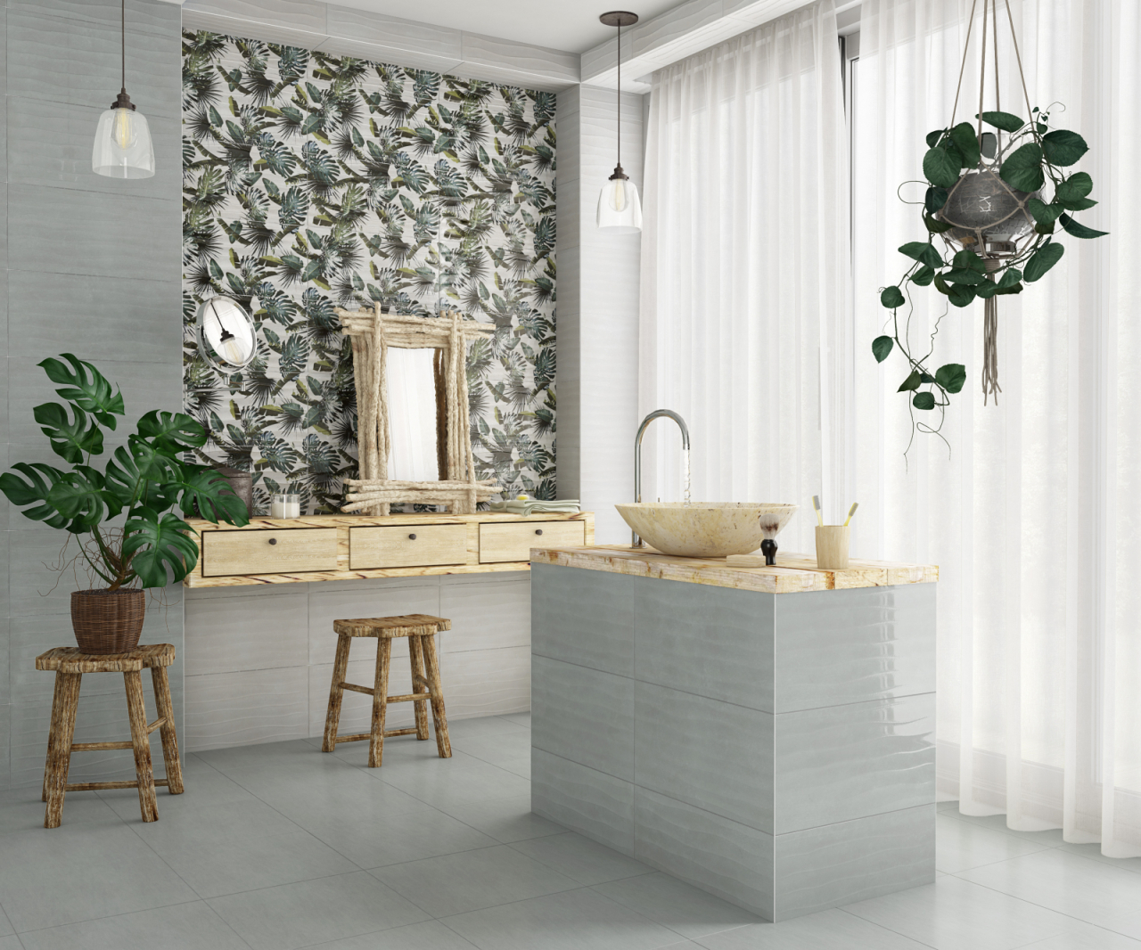 Faianta tip ciment Nature Green 4874, 30x60 cm, verde [5]