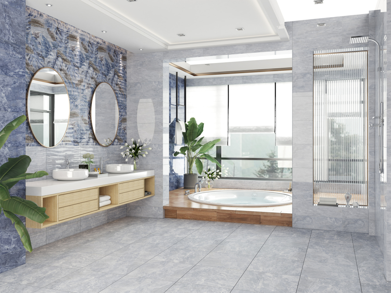 Faianta tip marmura, Delice Light Blue 4965, 30X60cm, albastru, finisaj lucios [6]