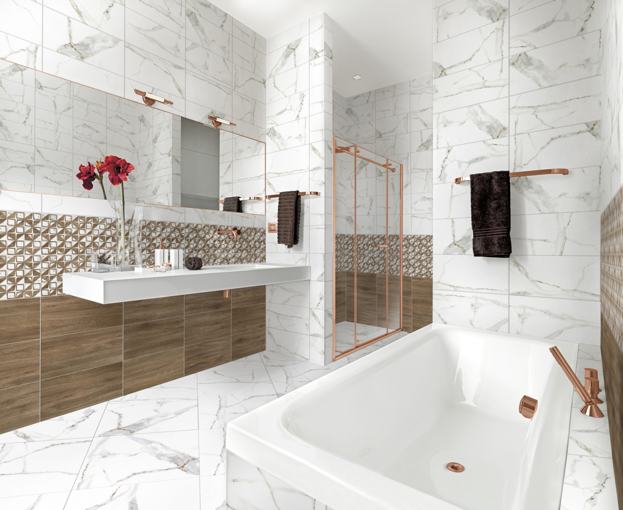 Faianta tip marmura Delphi White 4856-4928, 25x50 cm, alb, finisaj lucios [7]