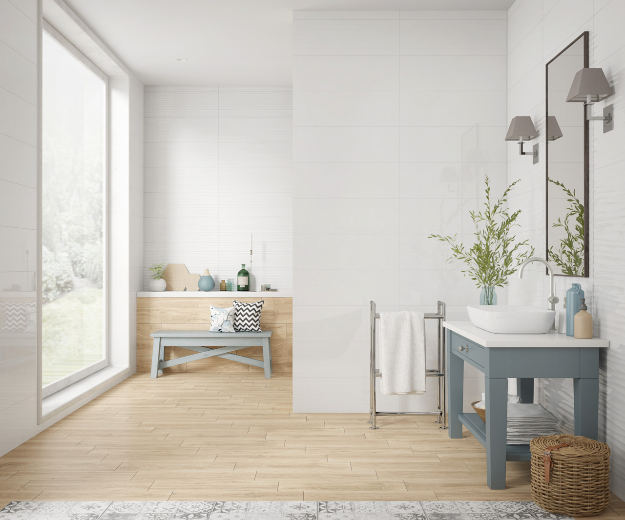 Faianta structurata tip marmura, WGO 4755, 25.5x75.5 cm, alb, finisaj lucios [3]