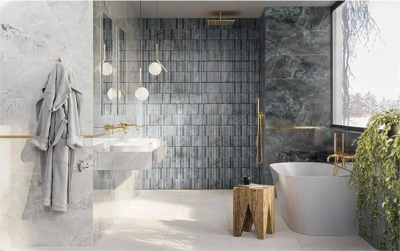 Faianta tip marmura Orizzonte Navy Str 32.8x89.8, verde, finisaj lucios [2]