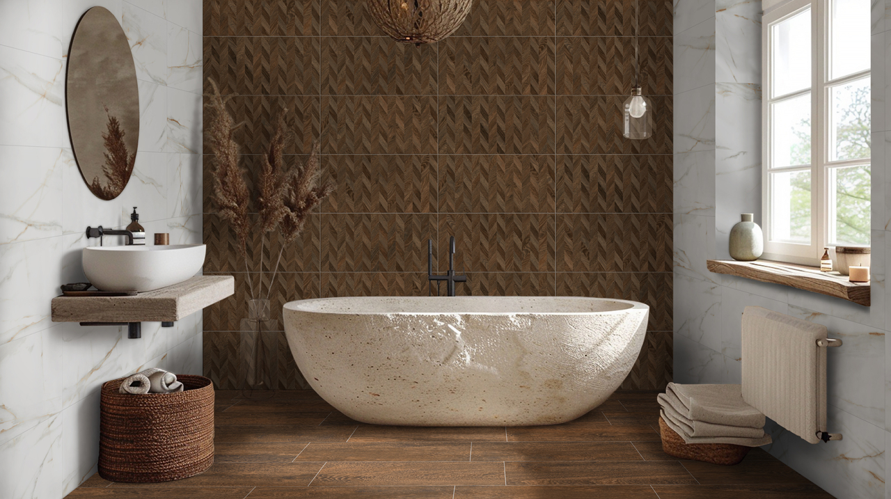 Faianta tip lemn, Wood Espiga Oak 30x60 cm, maro, finisaj mat [5]