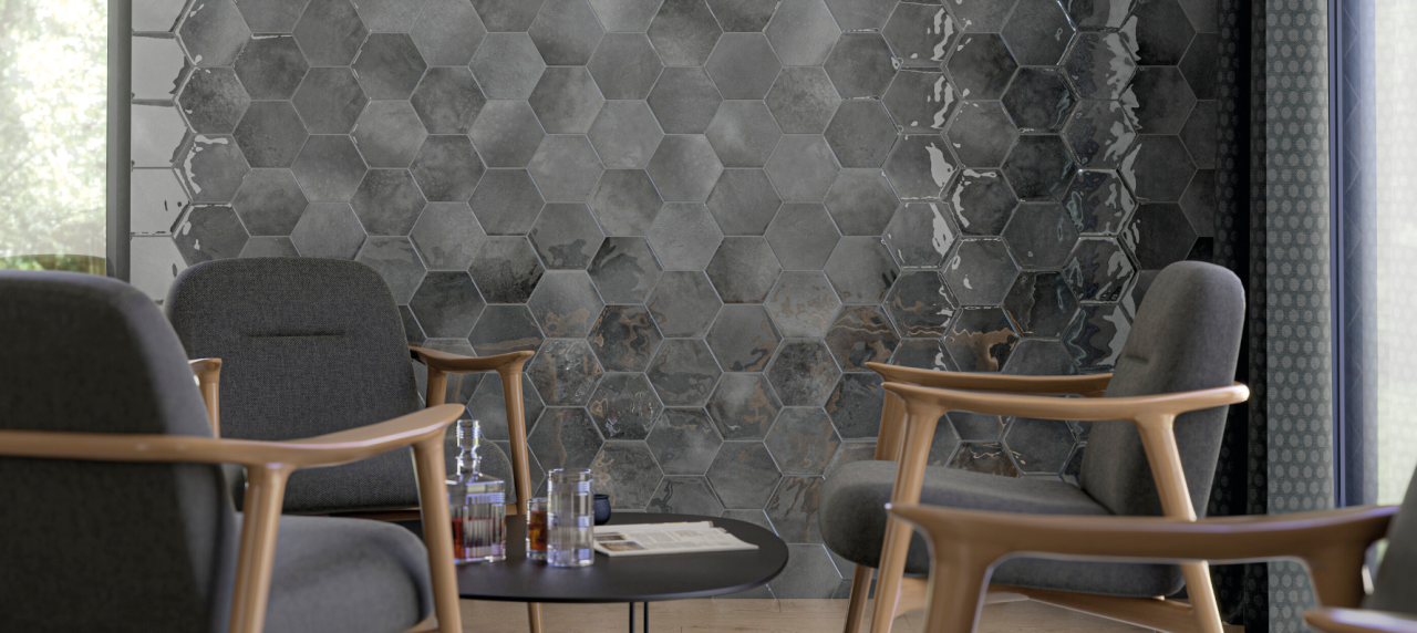 Gresie/Faianta portelanata texturata Moon Grey Brillo 16x18, gri, finisaj lucios [2]