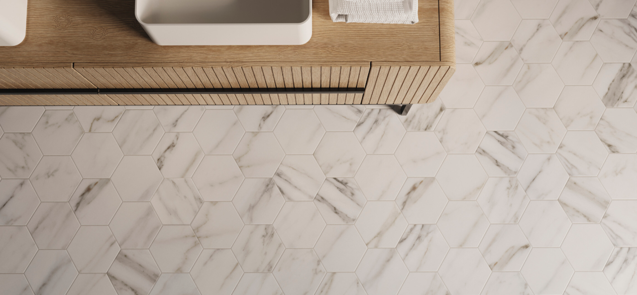 Gresie/Faianta portelanata tip marmura Ducale White Mate 15x17, alb, finisaj mat [2]