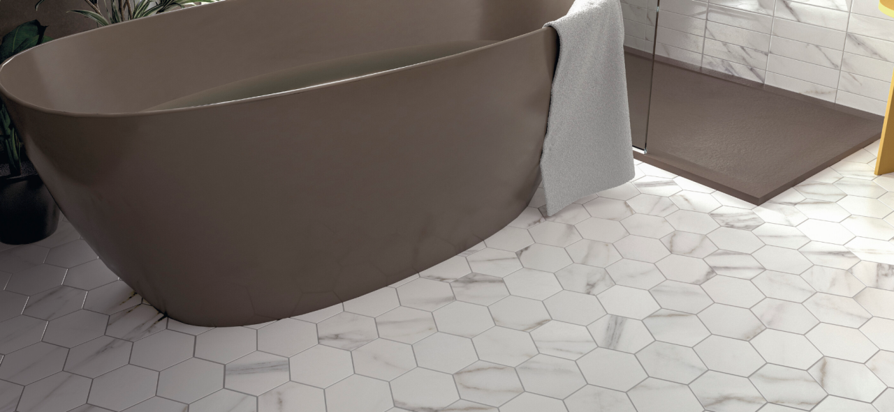Gresie/Faianta portelanata tip marmura Ducale White Brillo 15x17, alb, finisaj lucios [3]