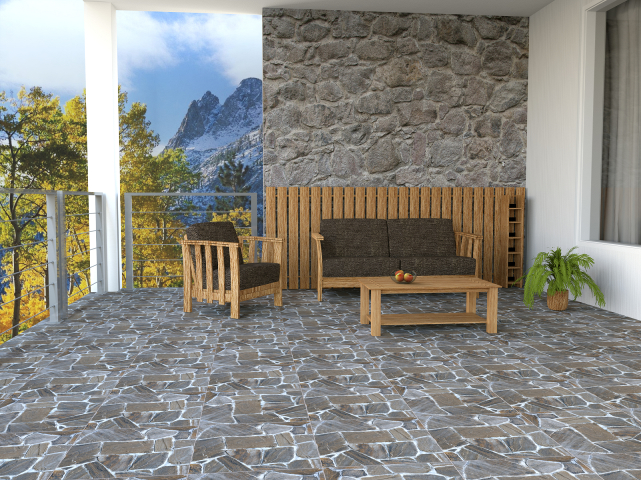 Gresie portelanata exterior tip piatra, Country Grey 9376, 45x45 cm, gri [2]