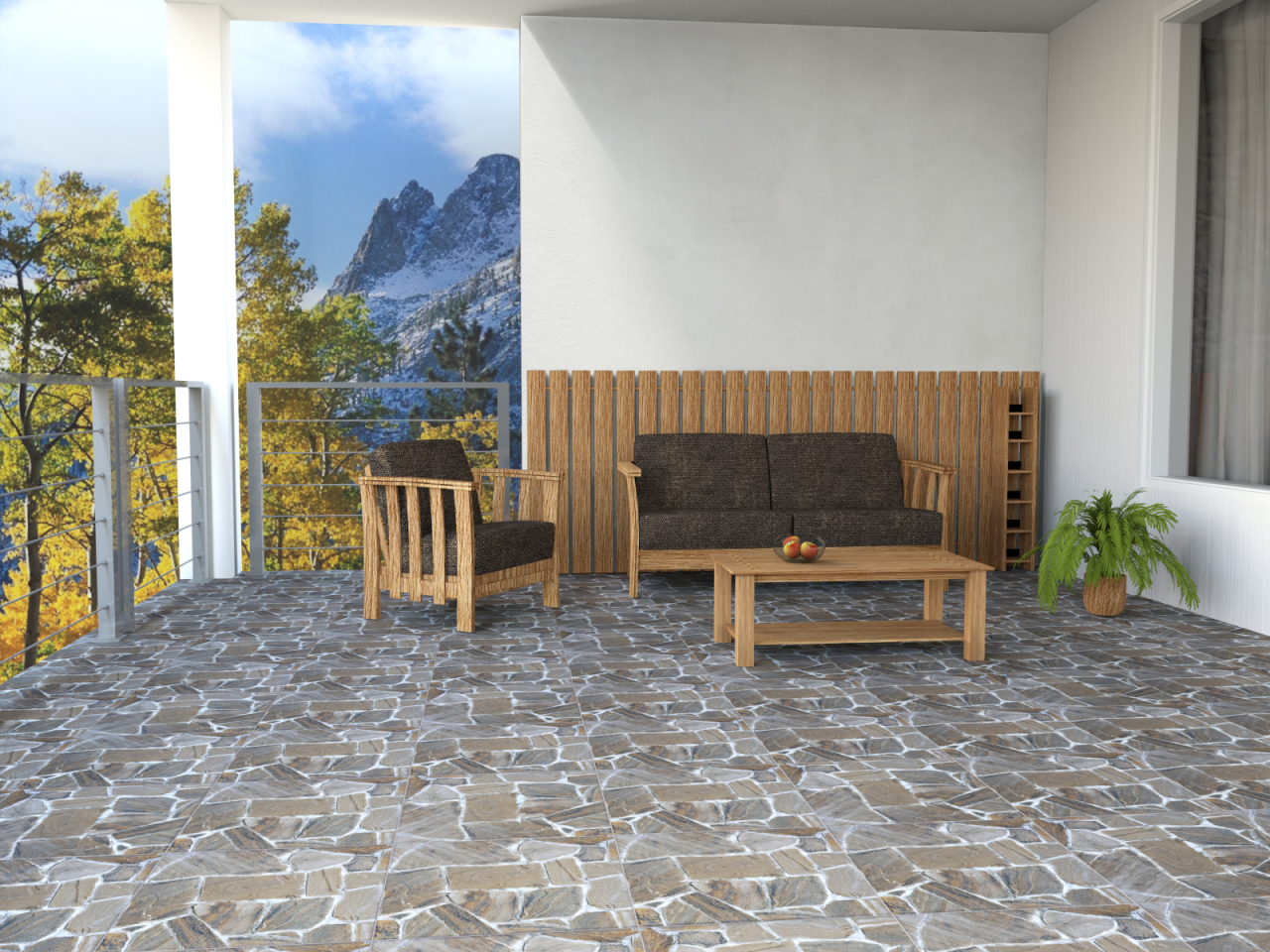 Gresie portelanata exterior tip piatra, Country Grey 9376, 45x45 cm, gri [4]