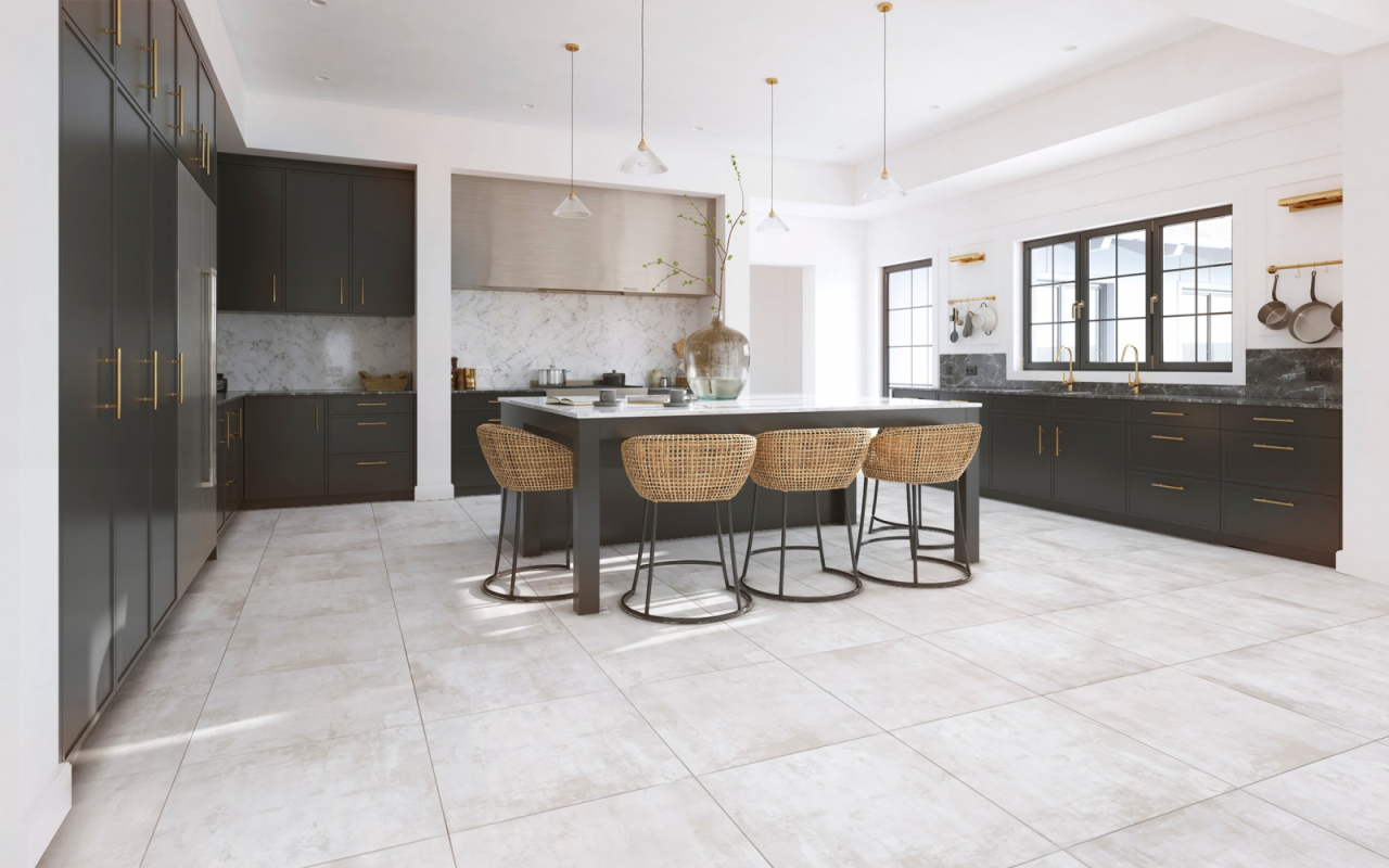 Gresie portelanata rectificata tip ciment, Cemento Perla White 6534, 60*60 cm, alb [6]