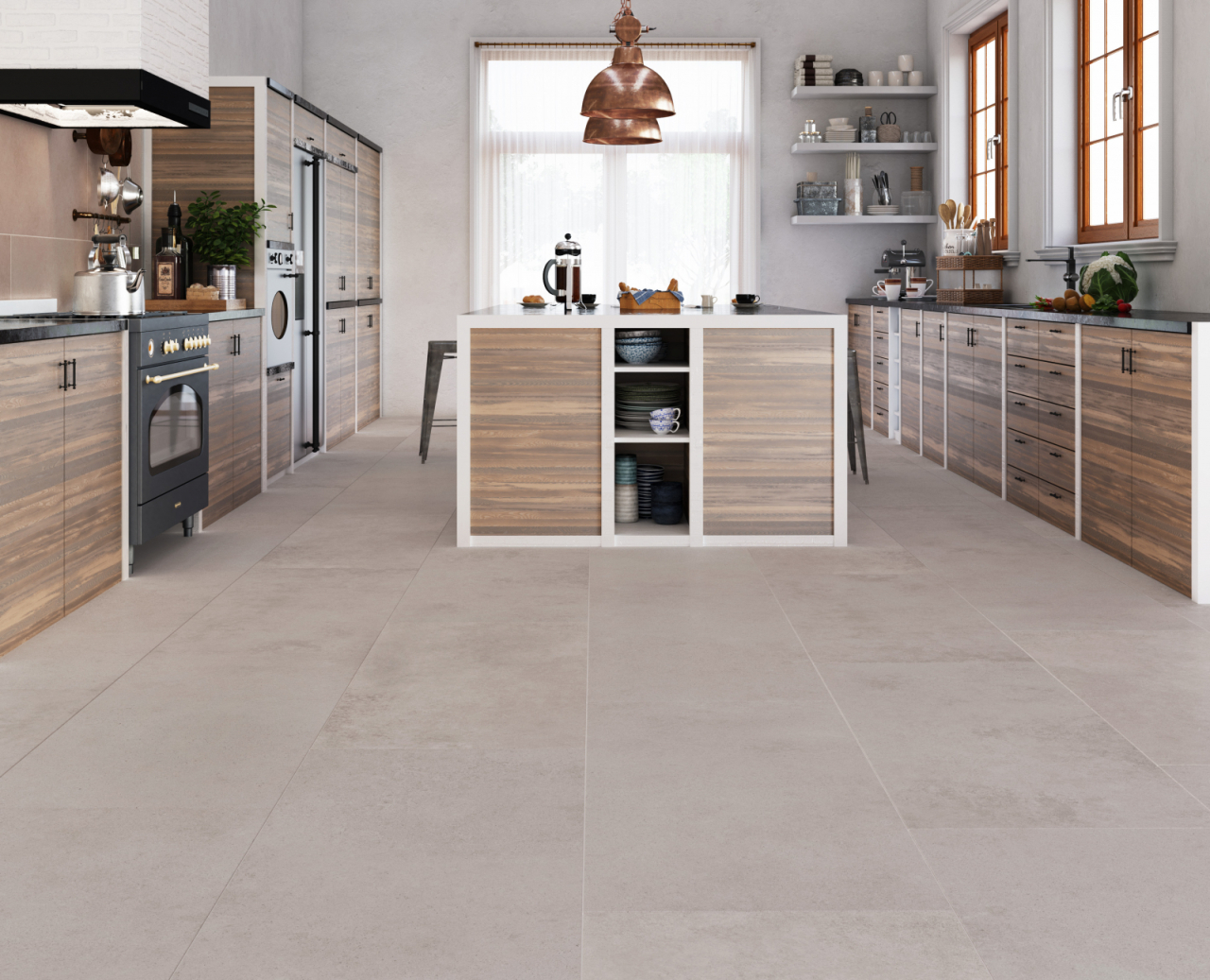 Gresie portelanata rectificata tip ciment, Evoque Grey 6128, 60X120 cm, gri, finisaj mat [5]