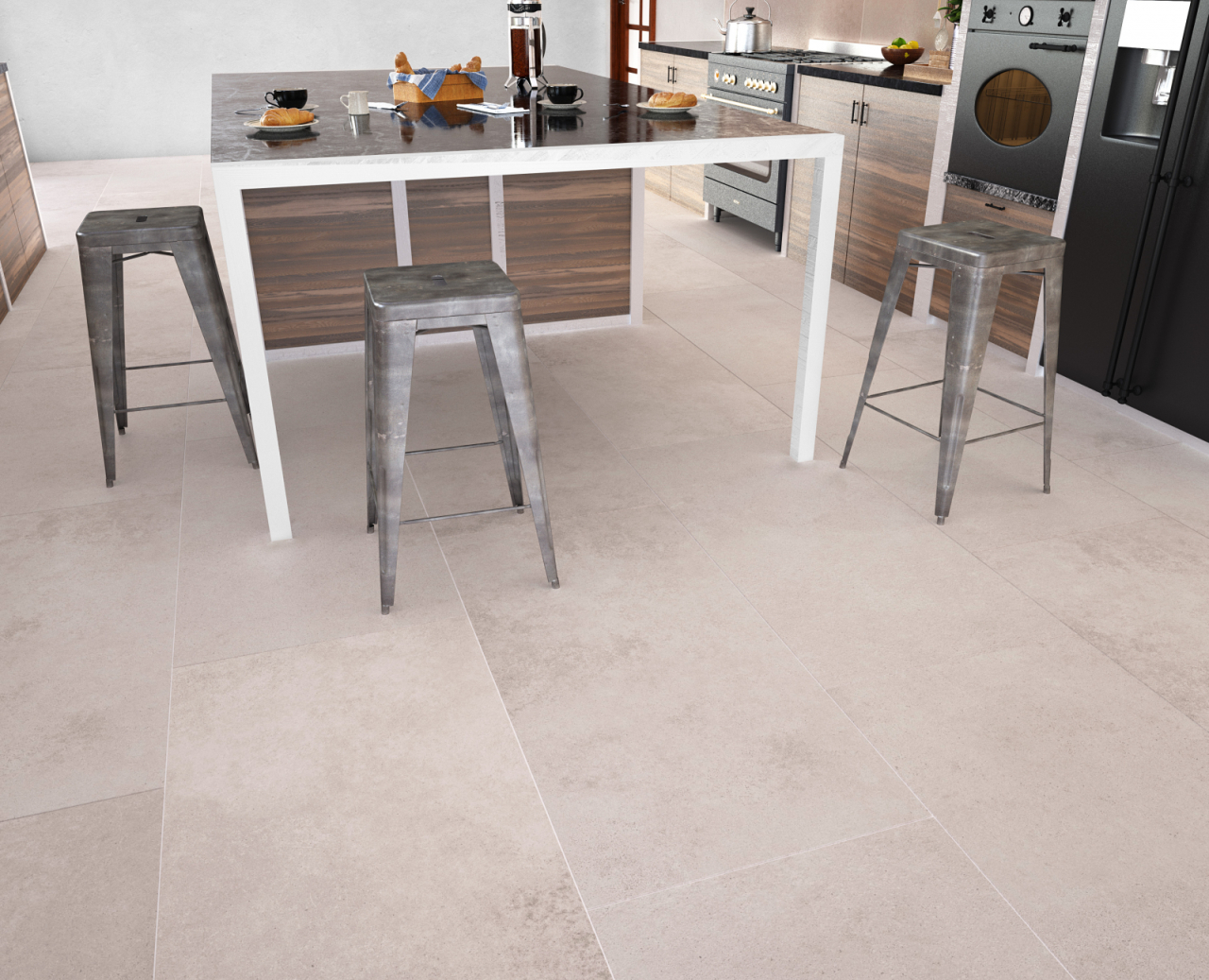 Gresie portelanata rectificata tip ciment, Evoque Light Grey 6126, 60X120 cm, gri, finisaj mat [6]