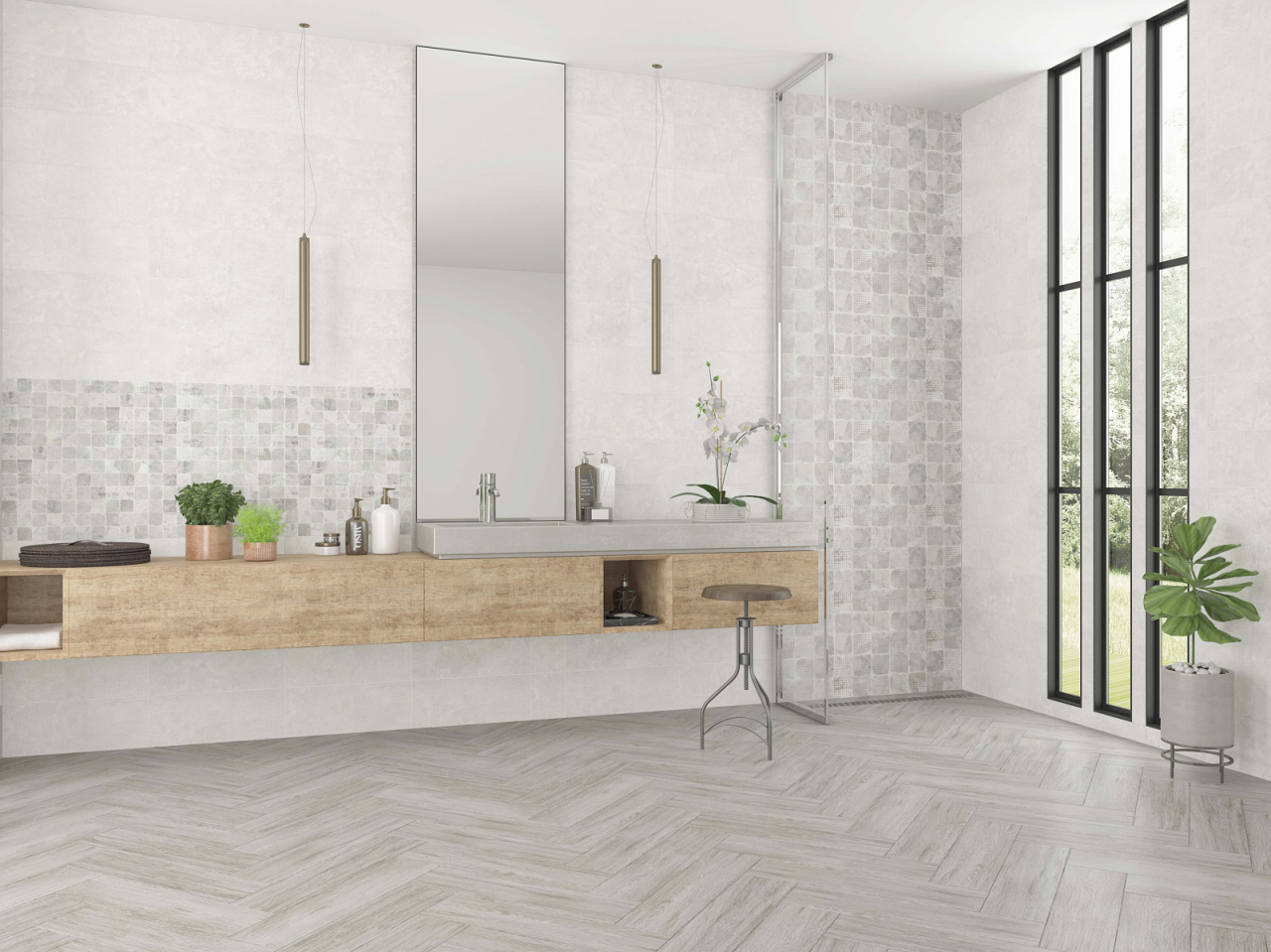 Gresie portelanata tip ciment, Infinity Matrix Grey 6200, 45x45 cm, gri [6]