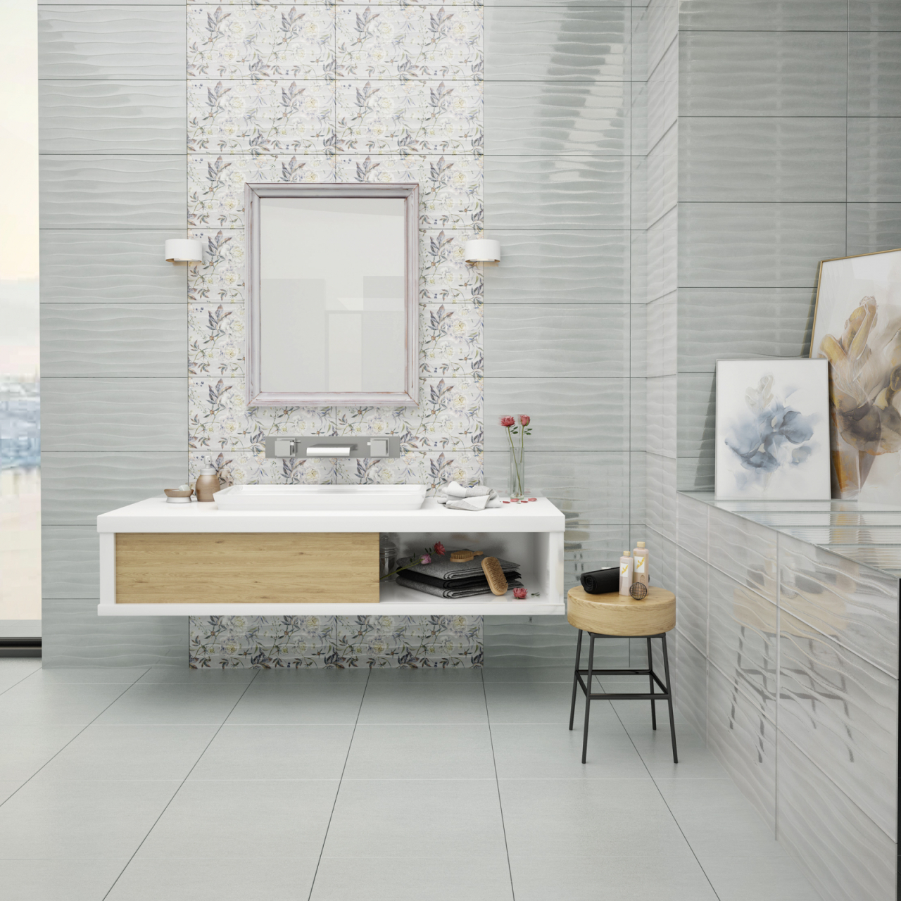 Gresie portelanata tip ciment Nature Green 6224, 45x45 cm, verde [2]