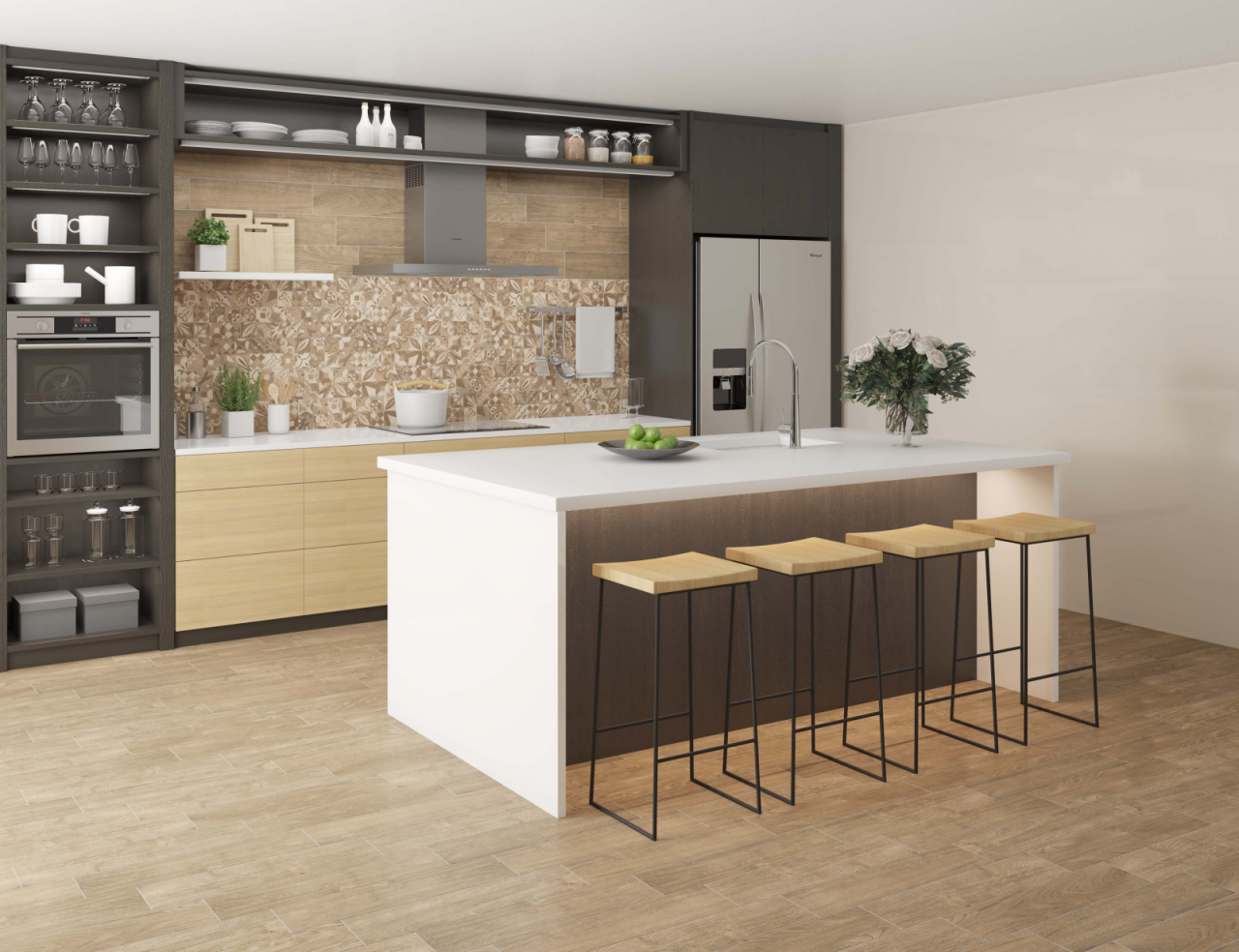 Gresie portelanata tip lemn Alpino Beige 6047, 15,5x60,5 cm, bej [8]