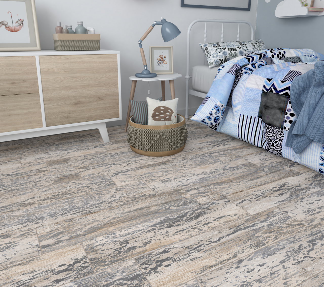 Gresie portelanata tip lemn Bohemia Blue 6053, 15,5x60,5 cm, albastru [6]