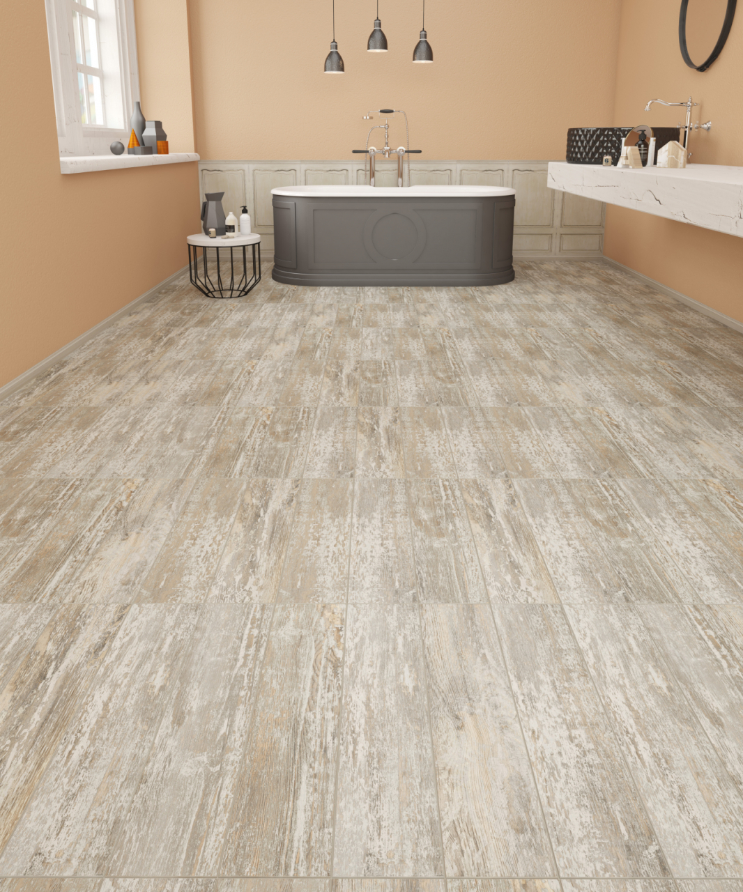 Gresie portelanata tip lemn Bohemia White 6051, 15,5x60,5 cm, alb [6]