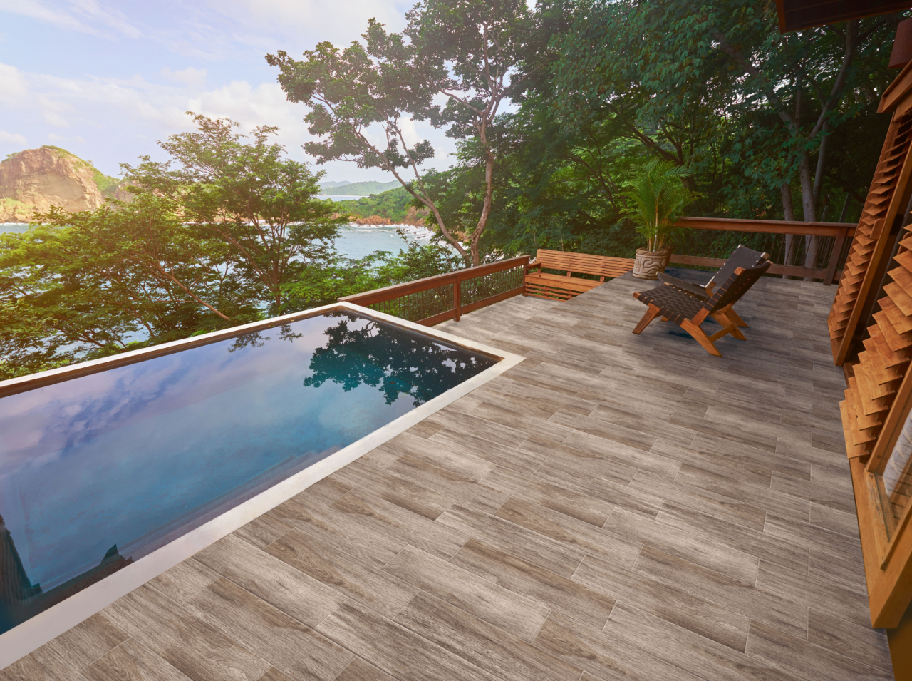 Gresie portelanata tip lemn Moringa Brown 8980, 15.5x60.5 cm, maro [6]